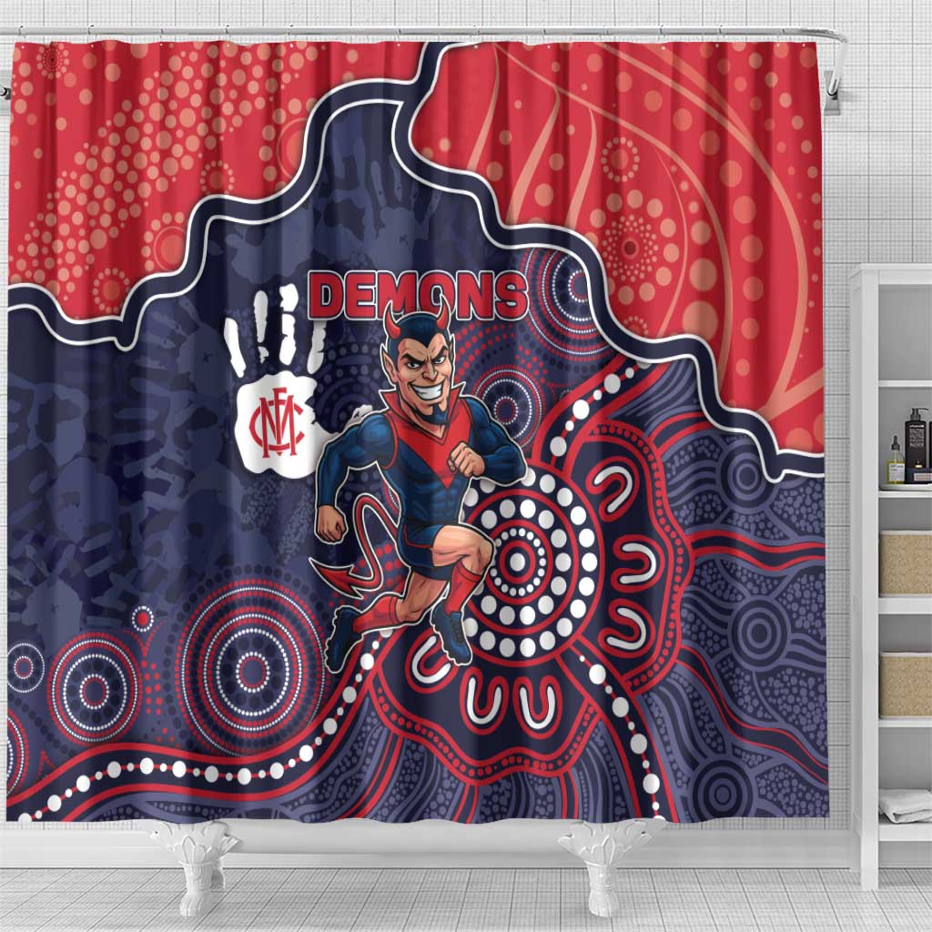 Demons Football Shower Curtain Aboriginal Dot Art Pattern