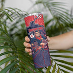 Custom Demons Football Skinny Tumbler Aboriginal Dot Art Pattern