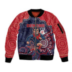 Custom Demons Football Sleeve Zip Bomber Jacket Aboriginal Dot Art Pattern
