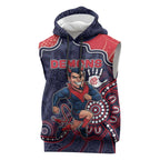 Custom Demons Football Sleeveless Hoodie Aboriginal Dot Art Pattern