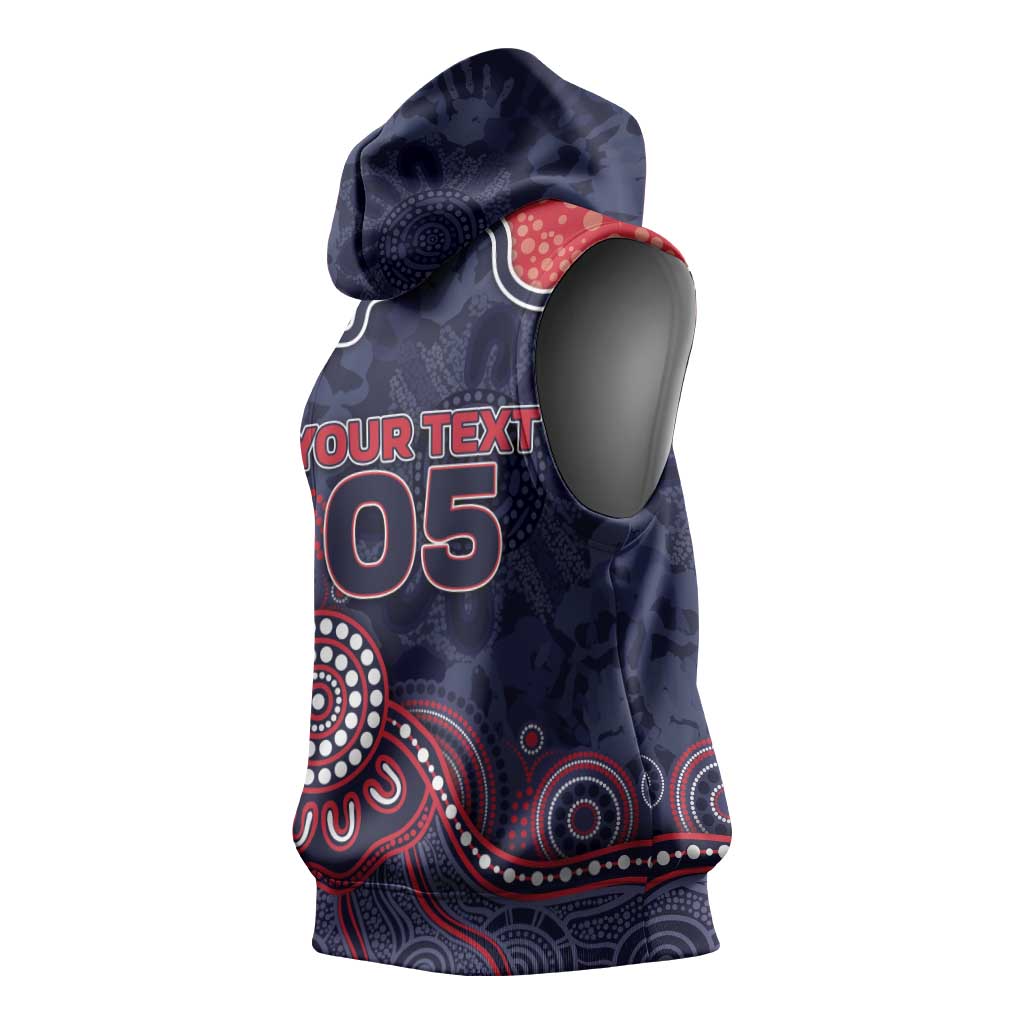 Custom Demons Football Sleeveless Hoodie Aboriginal Dot Art Pattern