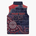 Custom Demons Football Sleeveless Puffer Jacket Aboriginal Dot Art Pattern