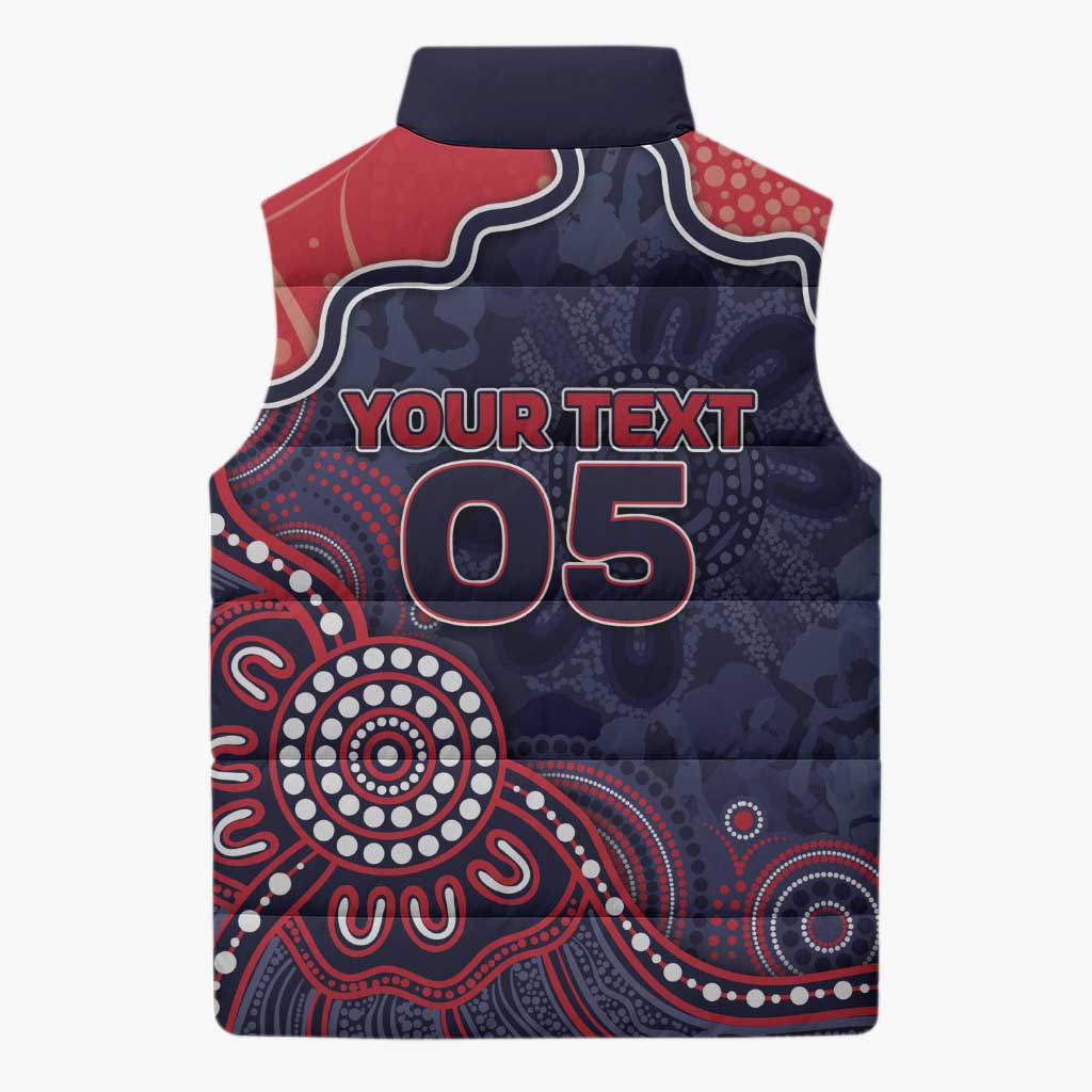 Custom Demons Football Sleeveless Puffer Jacket Aboriginal Dot Art Pattern