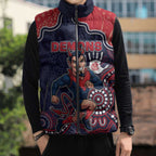 Custom Demons Football Sleeveless Puffer Jacket Aboriginal Dot Art Pattern