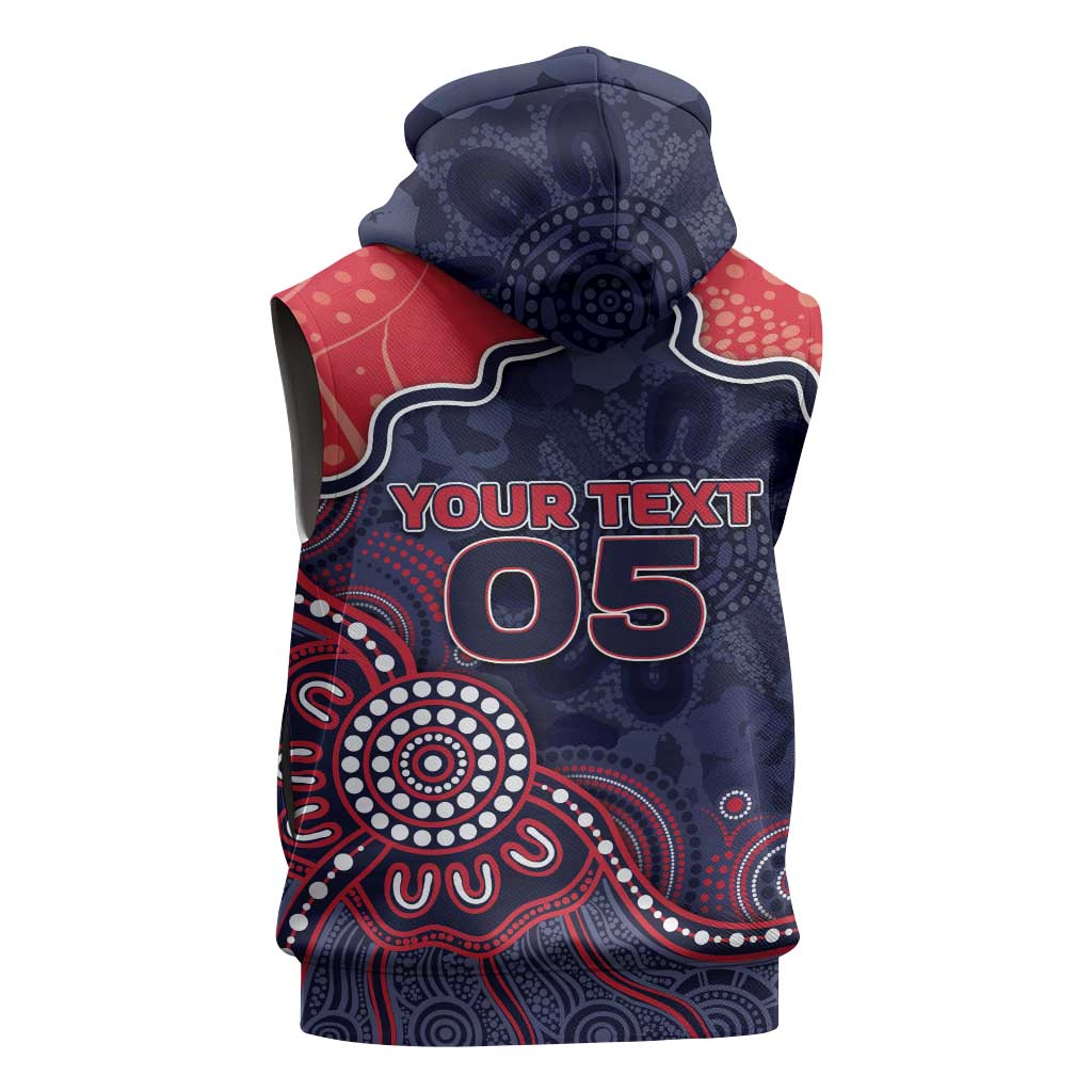 Custom Demons Football Sleeveless Zip Hoodie Aboriginal Dot Art Pattern