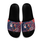 Demons Football Slide Sandals Aboriginal Dot Art Pattern