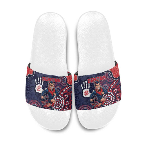 Demons Football Slide Sandals Aboriginal Dot Art Pattern