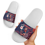 Demons Football Slide Sandals Aboriginal Dot Art Pattern