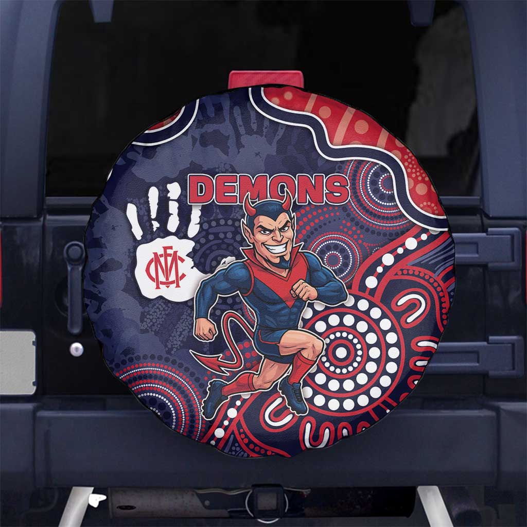 Demons Football Spare Tire Cover Aboriginal Dot Art Pattern