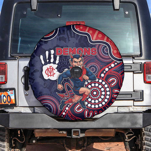 Demons Football Spare Tire Cover Aboriginal Dot Art Pattern