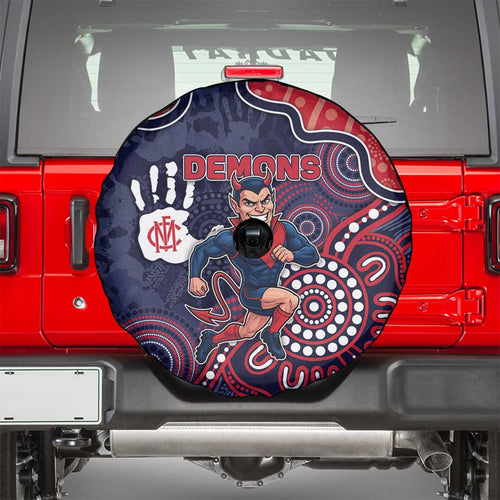 Demons Football Spare Tire Cover Aboriginal Dot Art Pattern