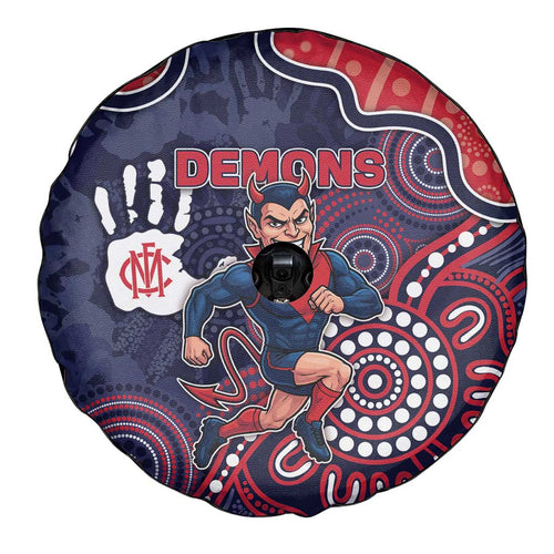 Demons Football Spare Tire Cover Aboriginal Dot Art Pattern