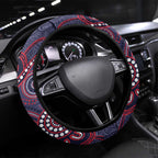 Demons Football Steering Wheel Cover Aboriginal Dot Art Pattern