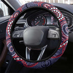 Demons Football Steering Wheel Cover Aboriginal Dot Art Pattern