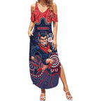 Custom Demons Football Summer Maxi Dress Aboriginal Dot Art Pattern