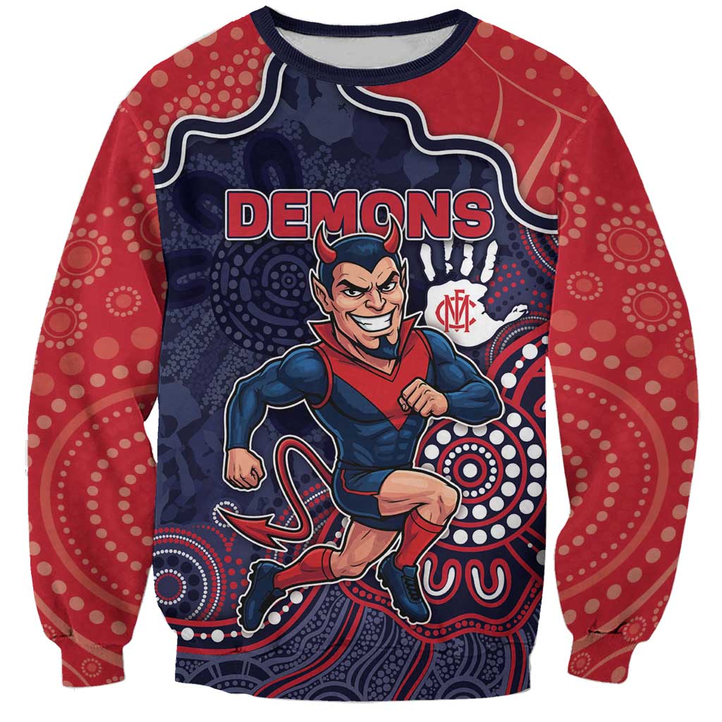 Custom Demons Football Sweatshirt Aboriginal Dot Art Pattern