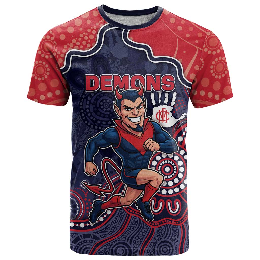 Custom Demons Football T Shirt Aboriginal Dot Art Pattern