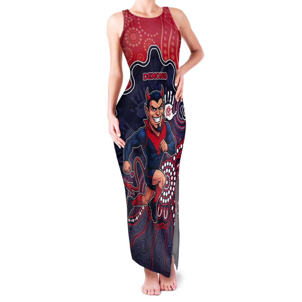 Custom Demons Football Tank Maxi Dress Aboriginal Dot Art Pattern