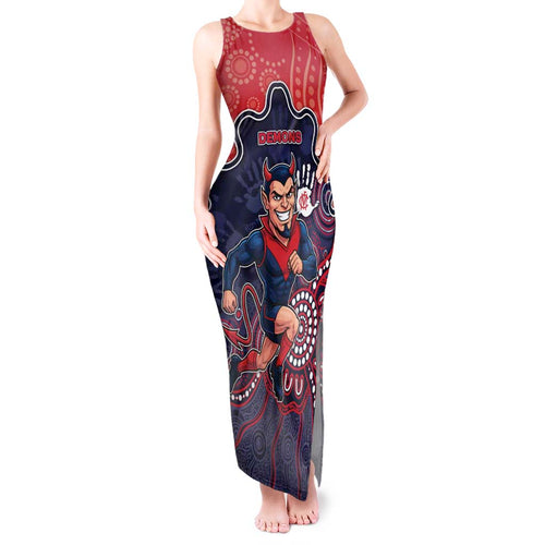 Custom Demons Football Tank Maxi Dress Aboriginal Dot Art Pattern