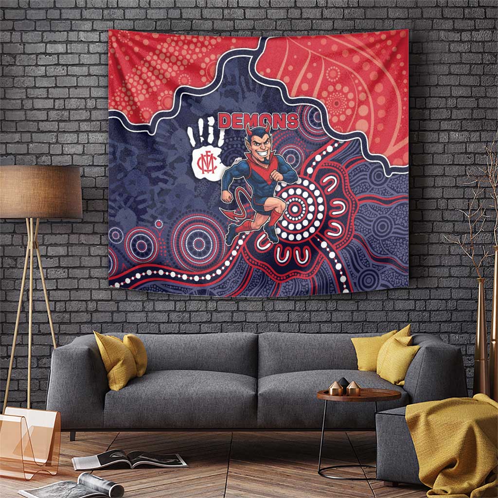 Demons Football Tapestry Aboriginal Dot Art Pattern