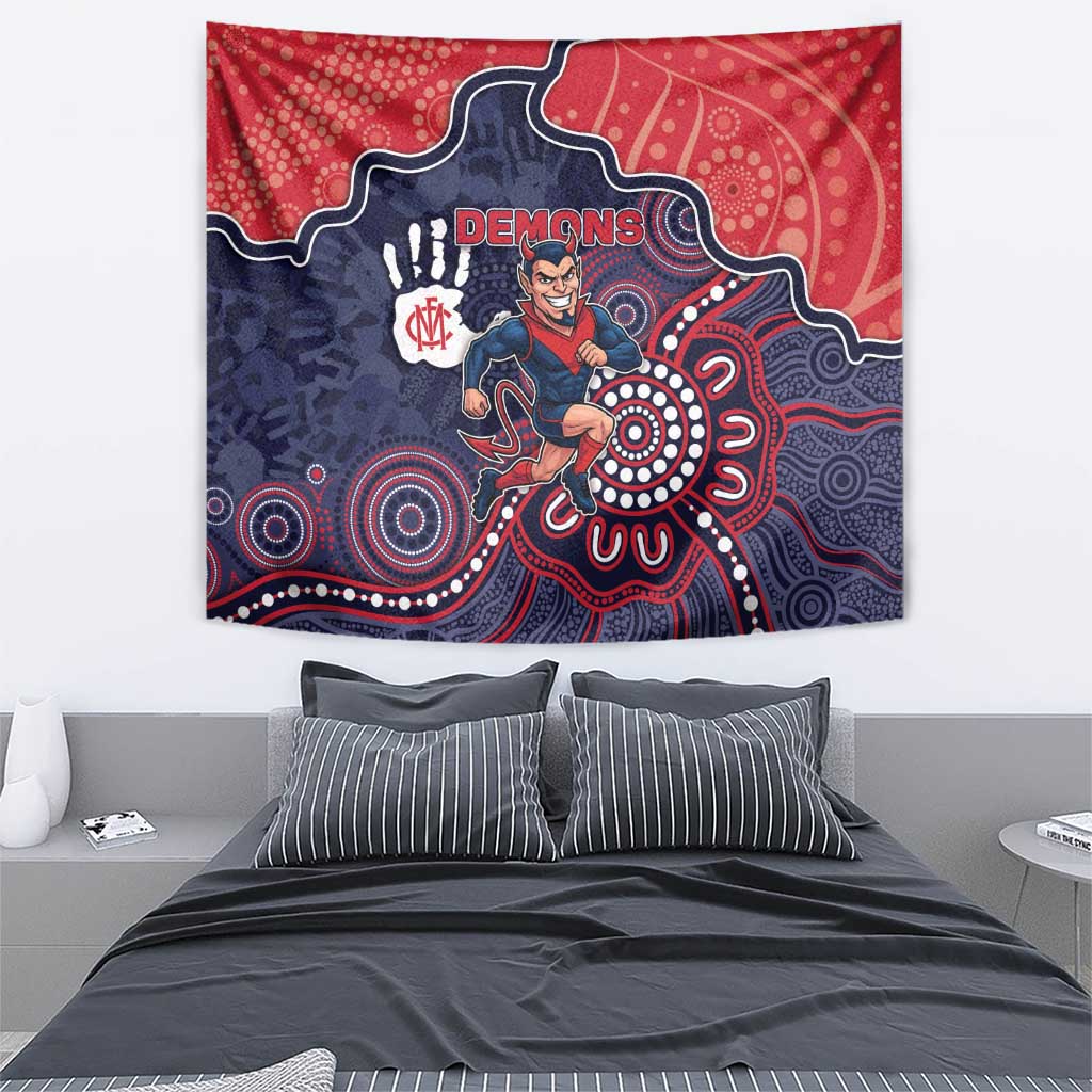 Demons Football Tapestry Aboriginal Dot Art Pattern