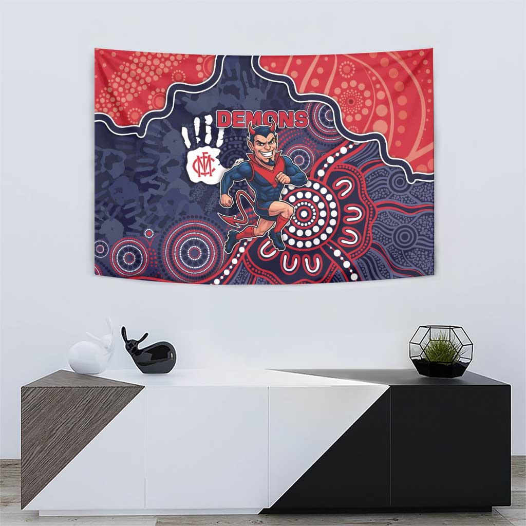 Demons Football Tapestry Aboriginal Dot Art Pattern