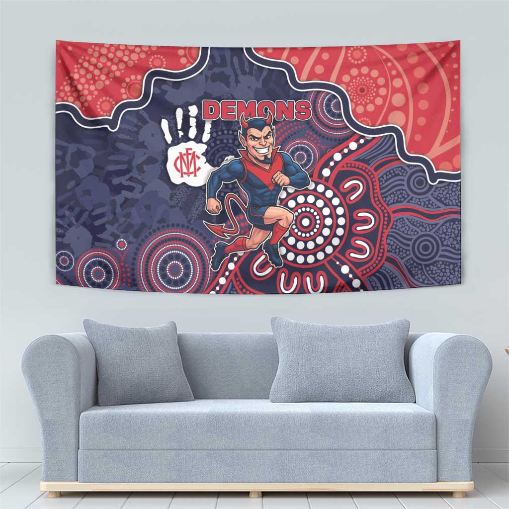 Demons Football Tapestry Aboriginal Dot Art Pattern