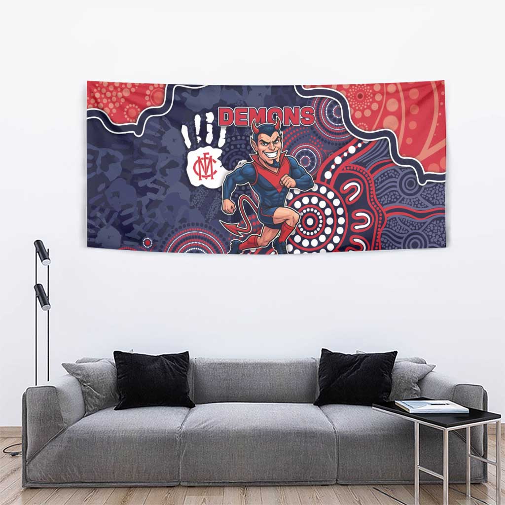 Demons Football Tapestry Aboriginal Dot Art Pattern