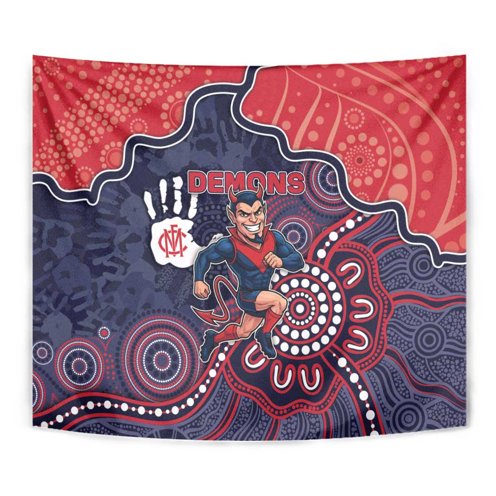 Demons Football Tapestry Aboriginal Dot Art Pattern