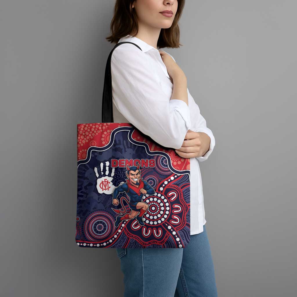 Demons Football Tote Bag Aboriginal Dot Art Pattern