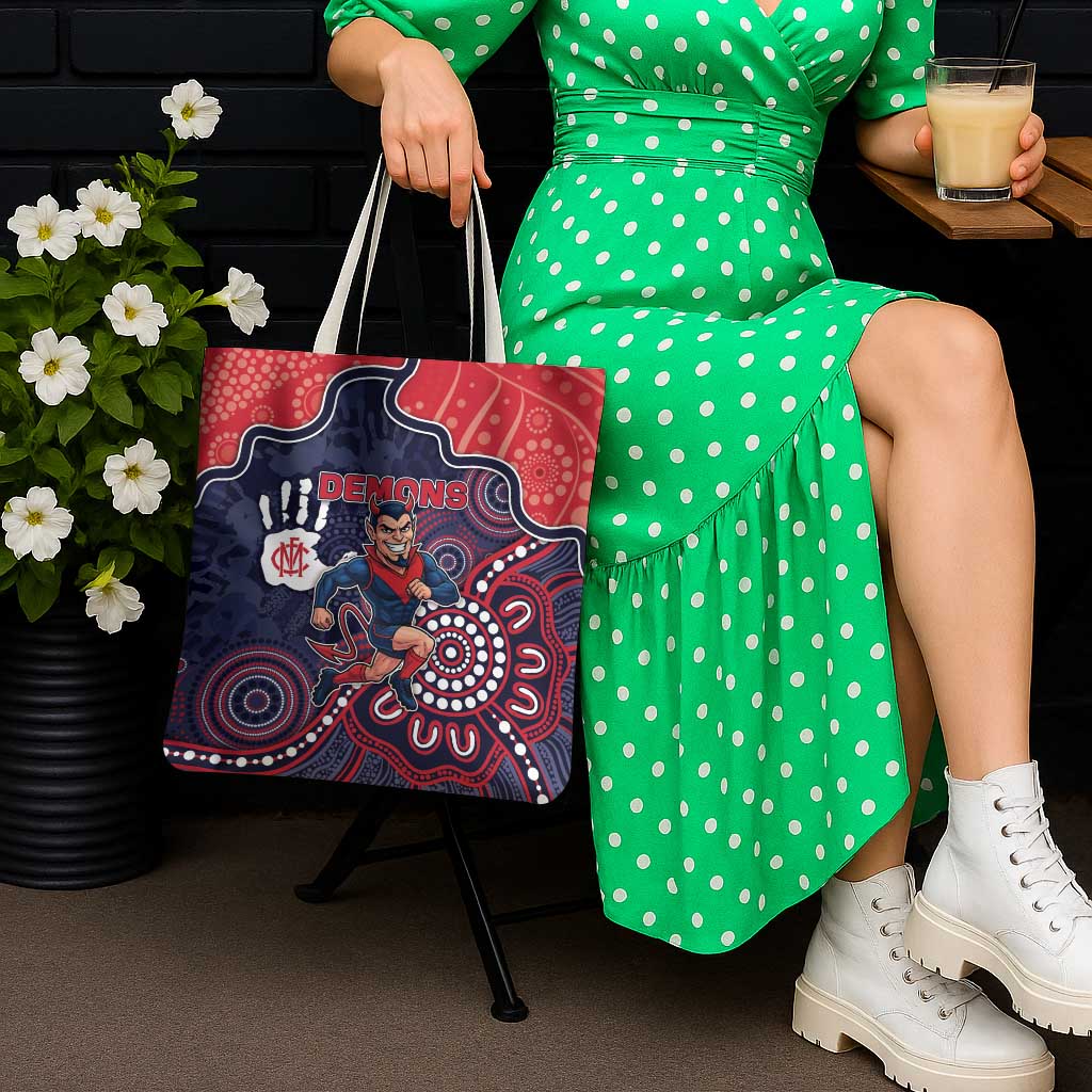 Demons Football Tote Bag Aboriginal Dot Art Pattern
