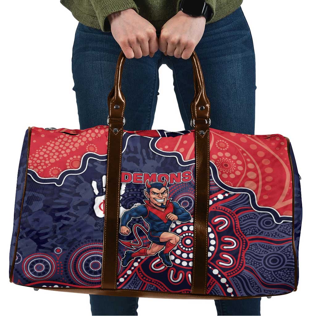 Demons Football Travel Bag Aboriginal Dot Art Pattern
