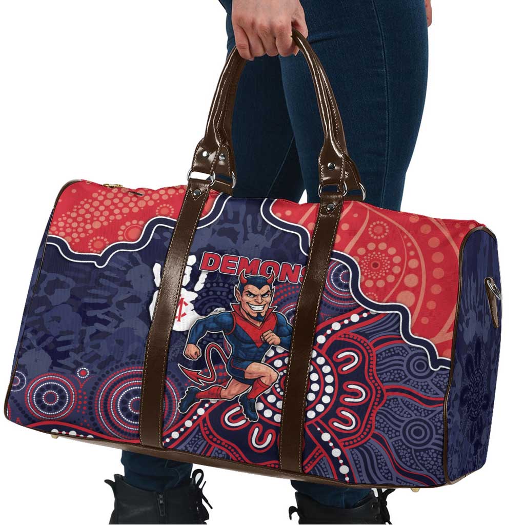 Demons Football Travel Bag Aboriginal Dot Art Pattern