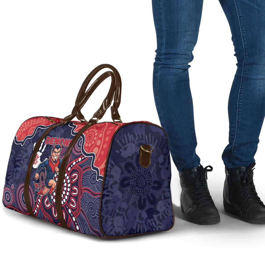 Demons Football Travel Bag Aboriginal Dot Art Pattern