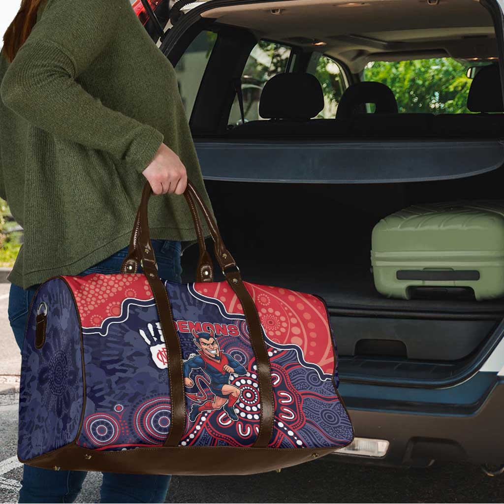 Demons Football Travel Bag Aboriginal Dot Art Pattern