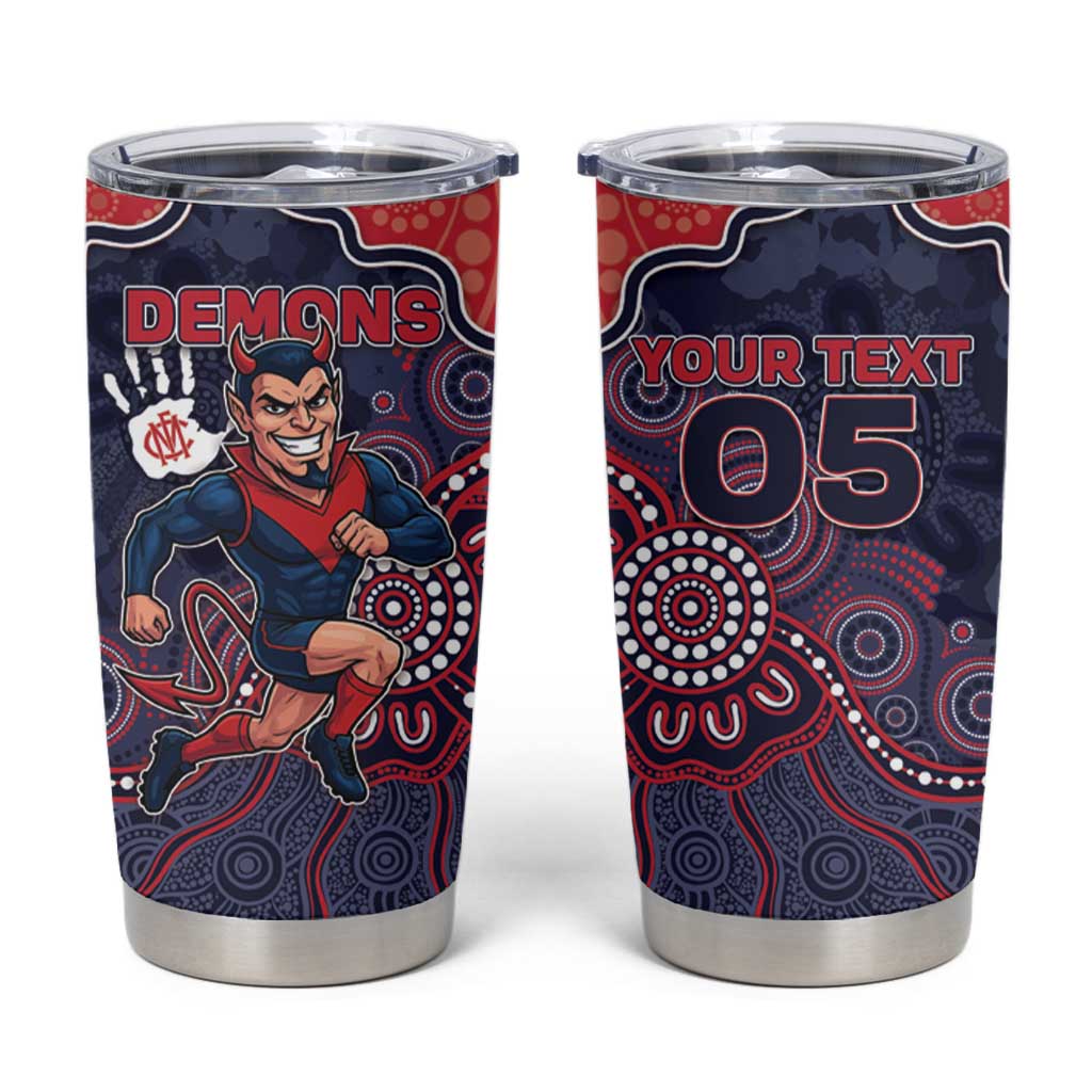 Custom Demons Football Tumbler Cup Aboriginal Dot Art Pattern