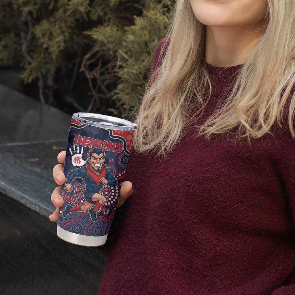 Custom Demons Football Tumbler Cup Aboriginal Dot Art Pattern