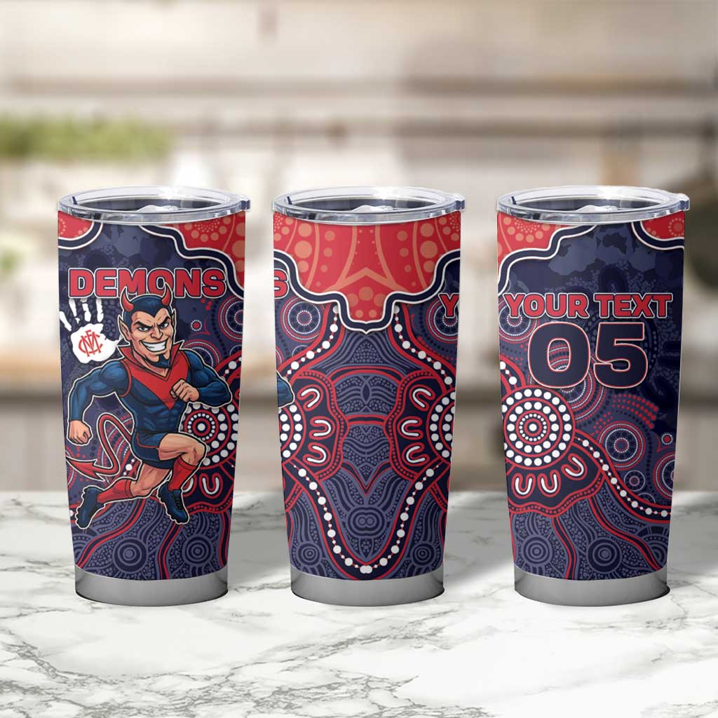 Custom Demons Football Tumbler Cup Aboriginal Dot Art Pattern