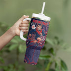 Custom Demons Football Tumbler With Handle Aboriginal Dot Art Pattern