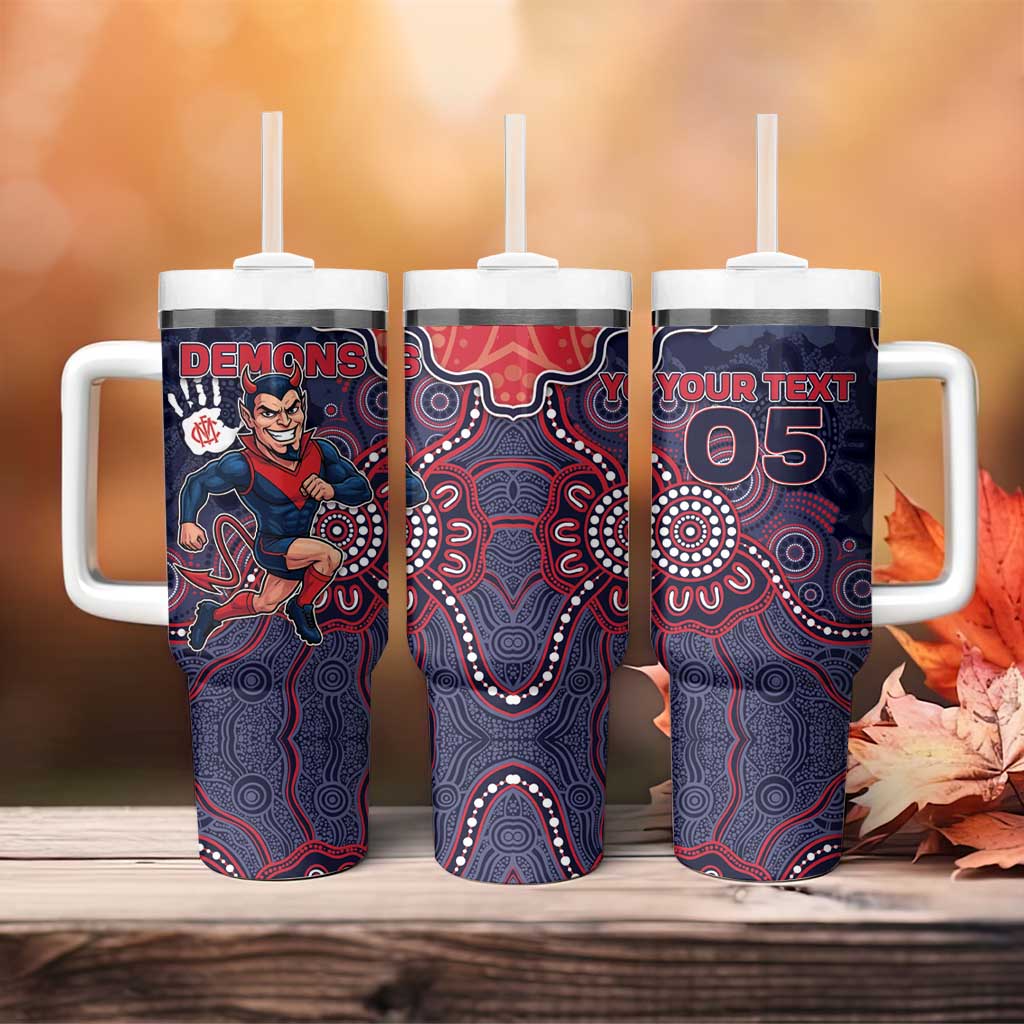 Custom Demons Football Tumbler With Handle Aboriginal Dot Art Pattern
