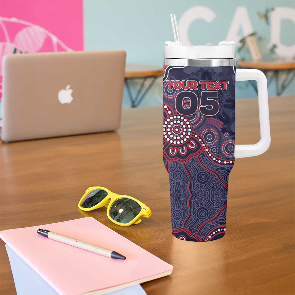 Custom Demons Football Tumbler With Handle Aboriginal Dot Art Pattern