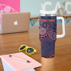 Custom Demons Football Tumbler With Handle Aboriginal Dot Art Pattern