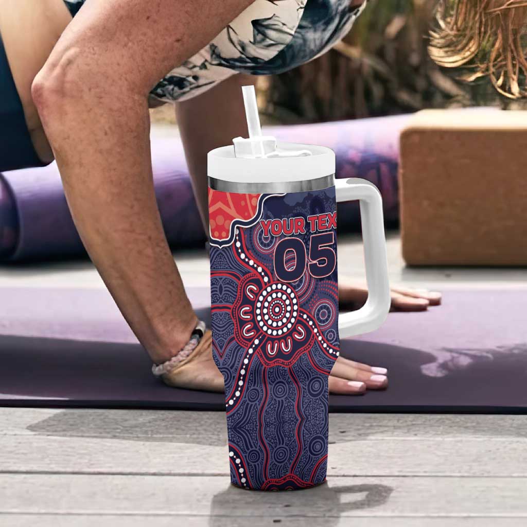 Custom Demons Football Tumbler With Handle Aboriginal Dot Art Pattern