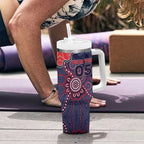 Custom Demons Football Tumbler With Handle Aboriginal Dot Art Pattern