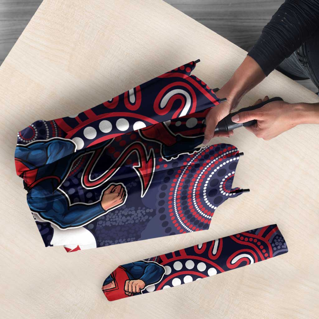 Demons Football Umbrella Aboriginal Dot Art Pattern
