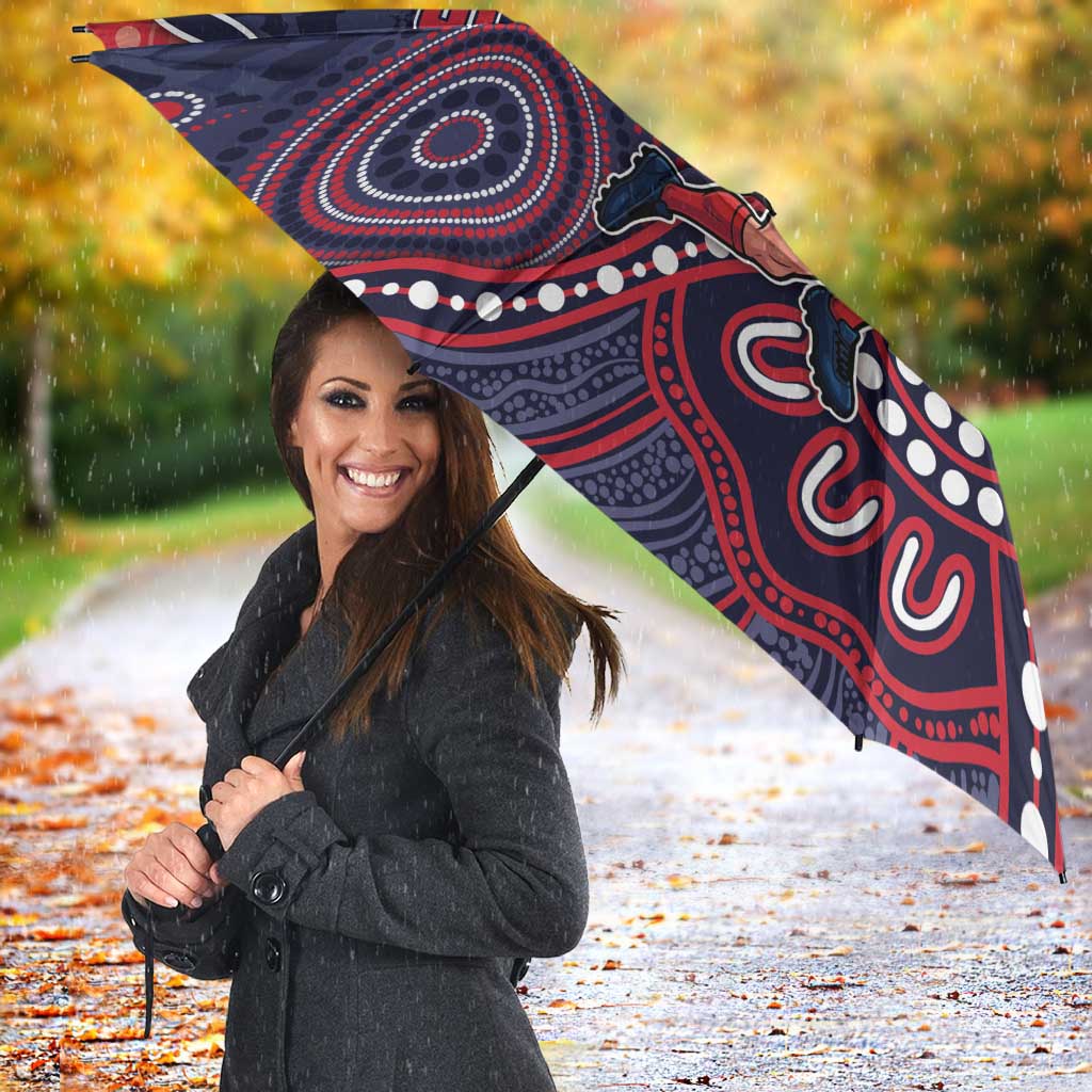 Demons Football Umbrella Aboriginal Dot Art Pattern