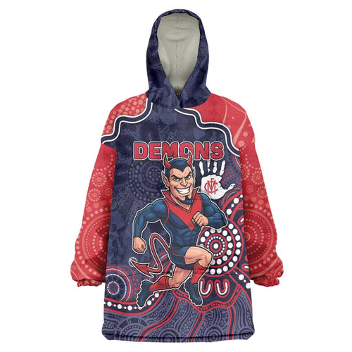 Custom Demons Football Wearable Blanket Hoodie Aboriginal Dot Art Pattern