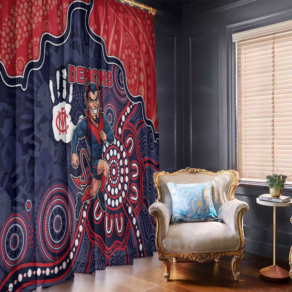 Demons Football Window Curtain Aboriginal Dot Art Pattern