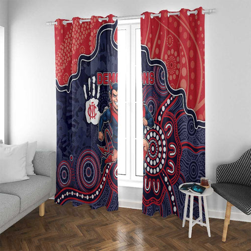 Demons Football Window Curtain Aboriginal Dot Art Pattern