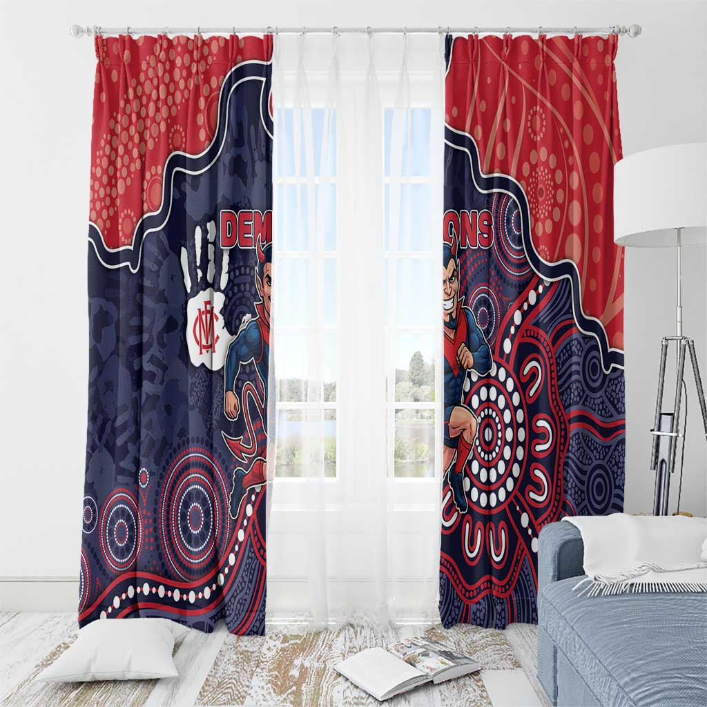 Demons Football Window Curtain Aboriginal Dot Art Pattern
